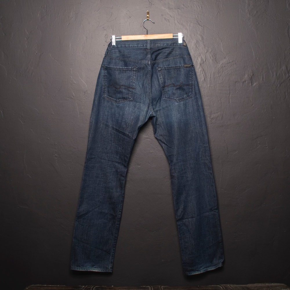 7 For All Mankind Men’s Slim Straight Jeans - Dark Blue Denim